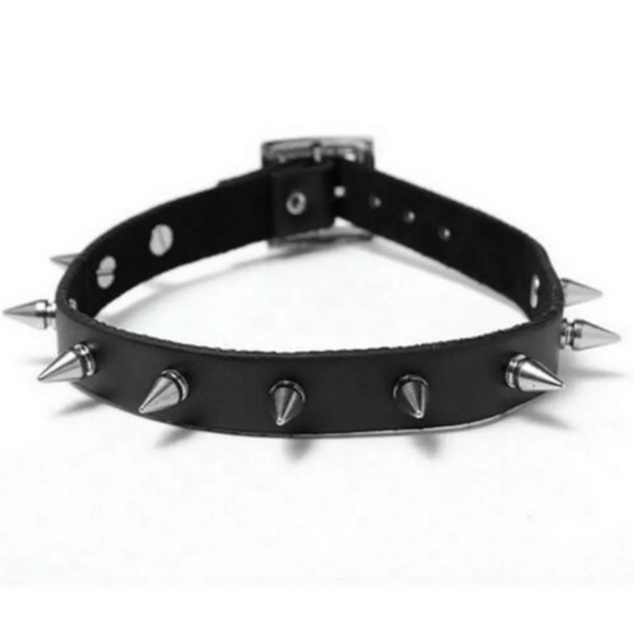 Black spike choker goth punk edgy look - Picture 4 of 8